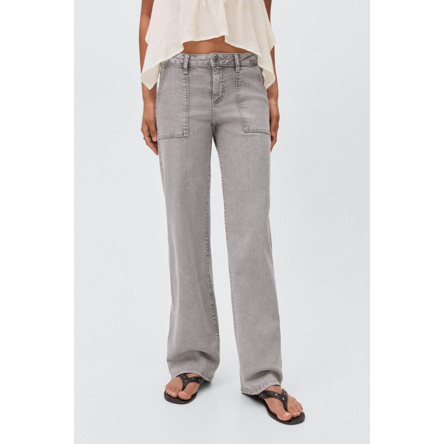 MANGO TEEN wide leg jeans grey denim