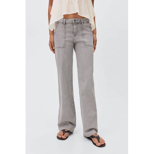 MANGO TEEN wide leg jeans grey denim afbeelding