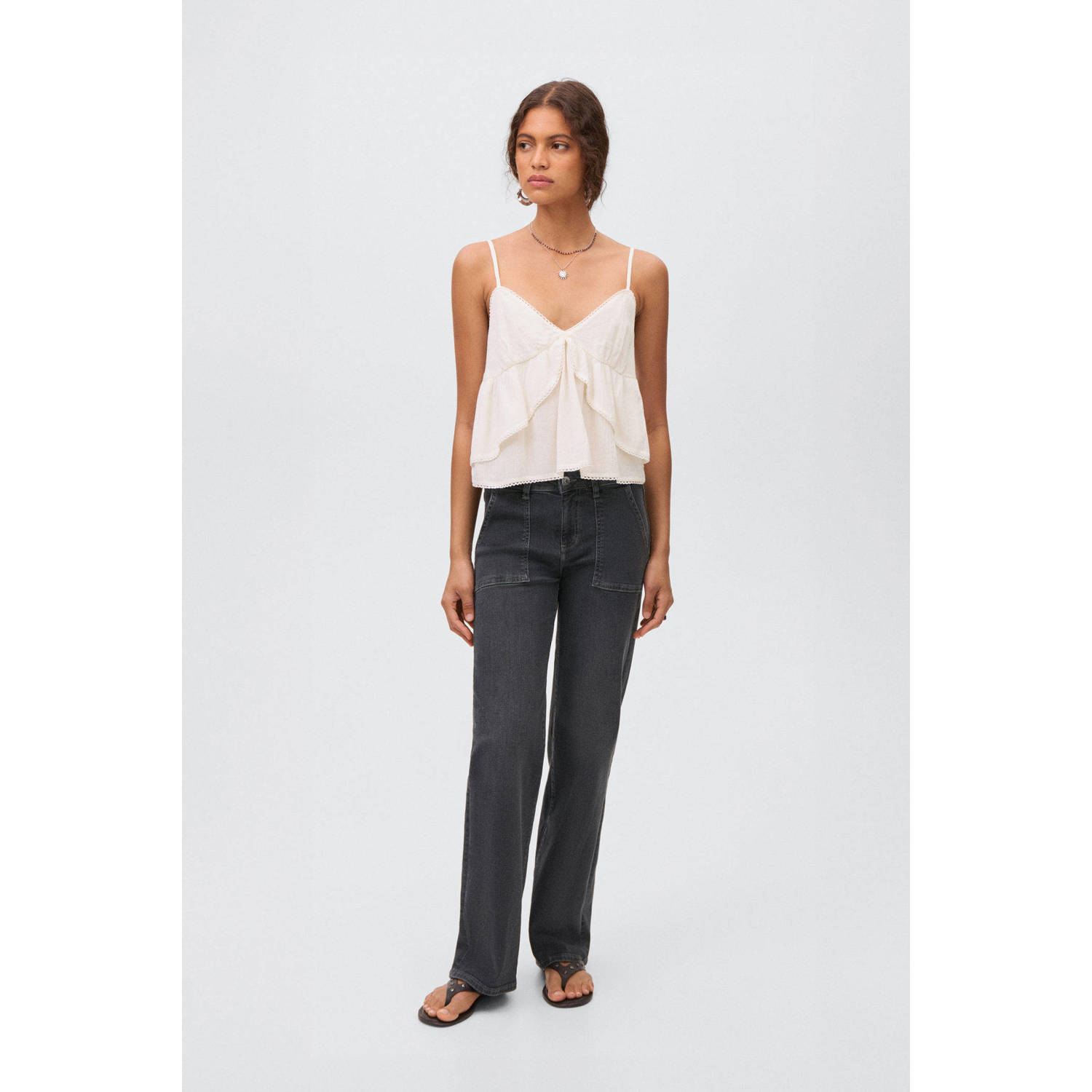 MANGO TEEN wide leg jeans grey denim