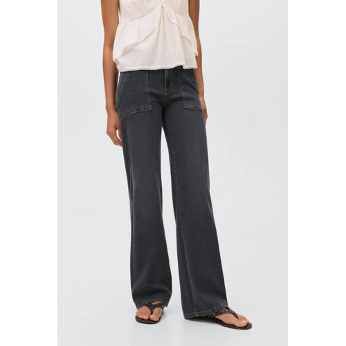 MANGO TEEN wide leg jeans grey denim afbeelding
