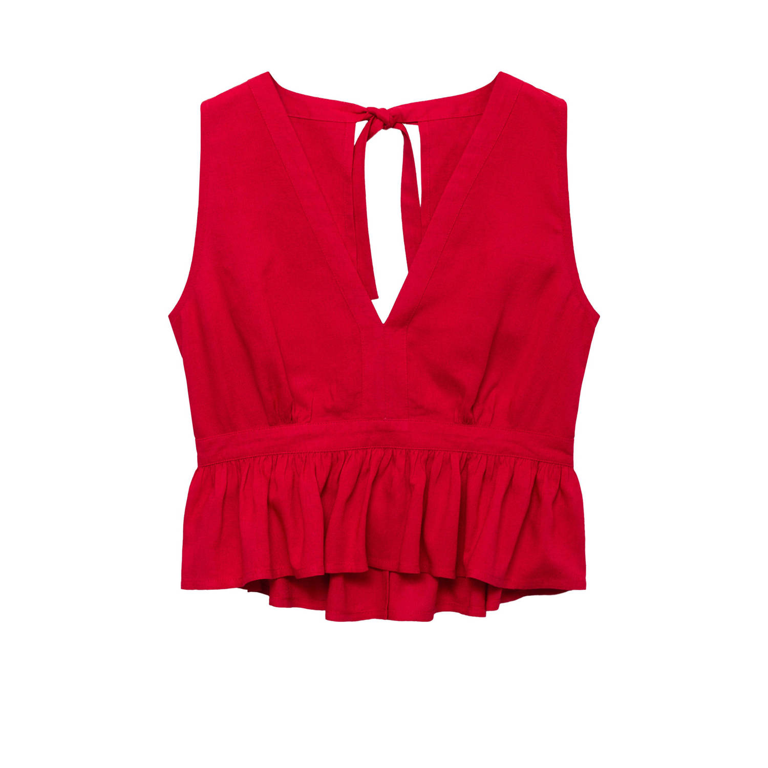 MANGO TEEN mouwloze top met linnen rood