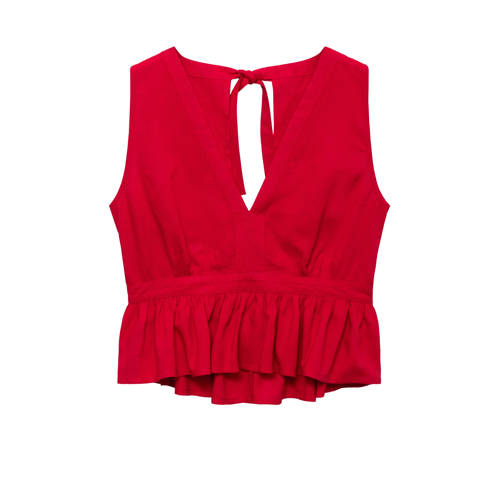 MANGO TEEN mouwloze top met linnen rood afbeelding