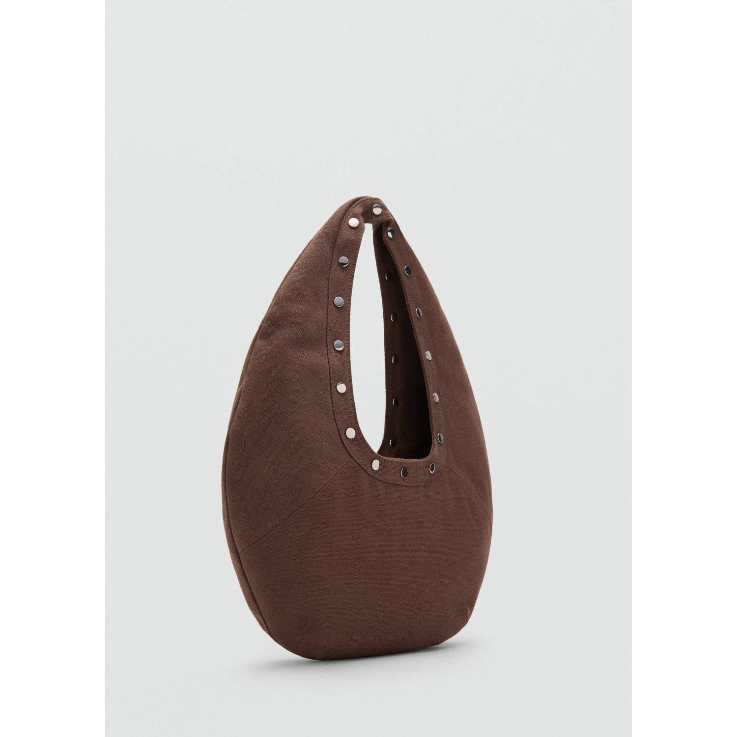Mango schoudertas met studs bruin