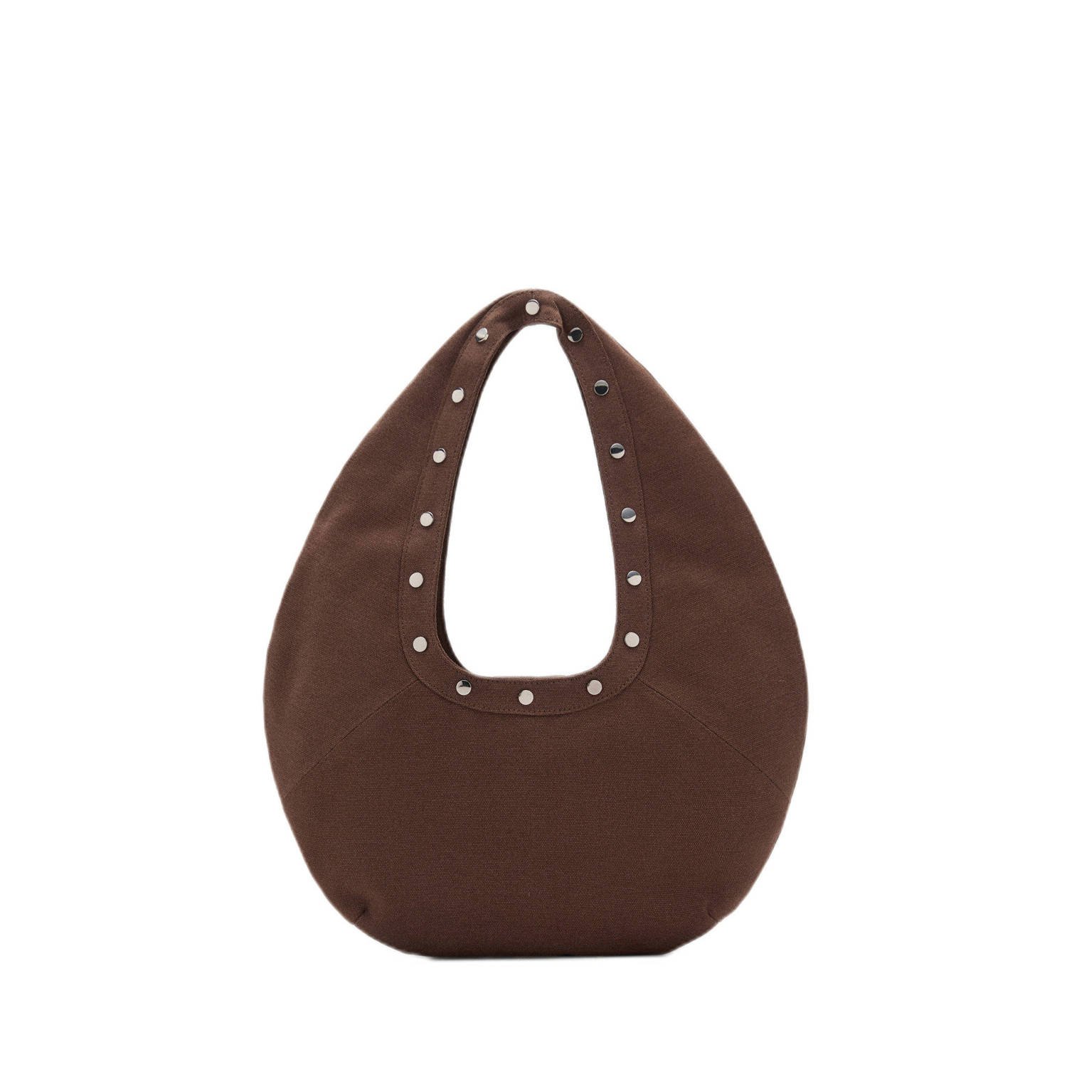 Mango schoudertas met studs bruin