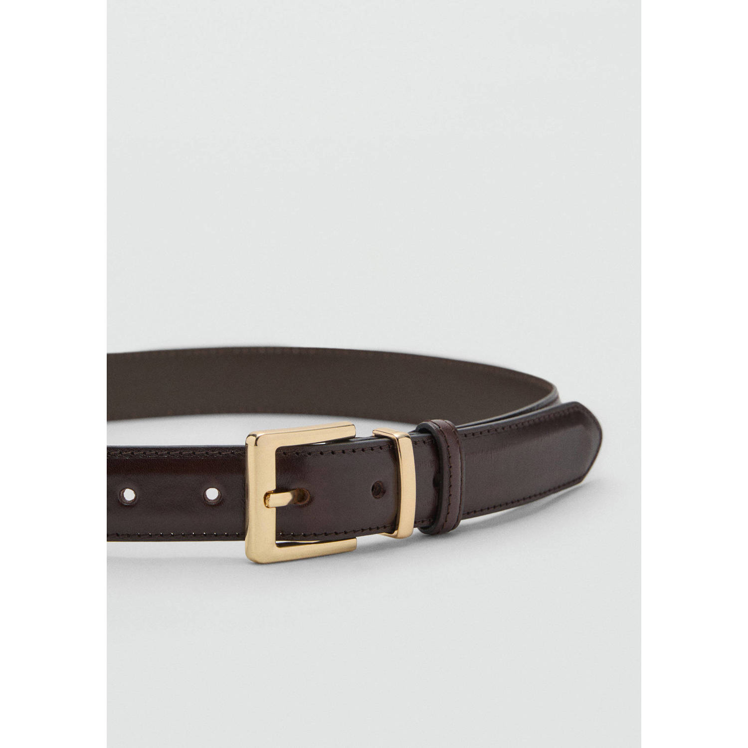 Mango leren riem donkerbruin