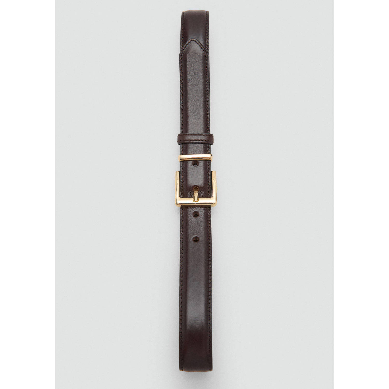 Mango leren riem donkerbruin