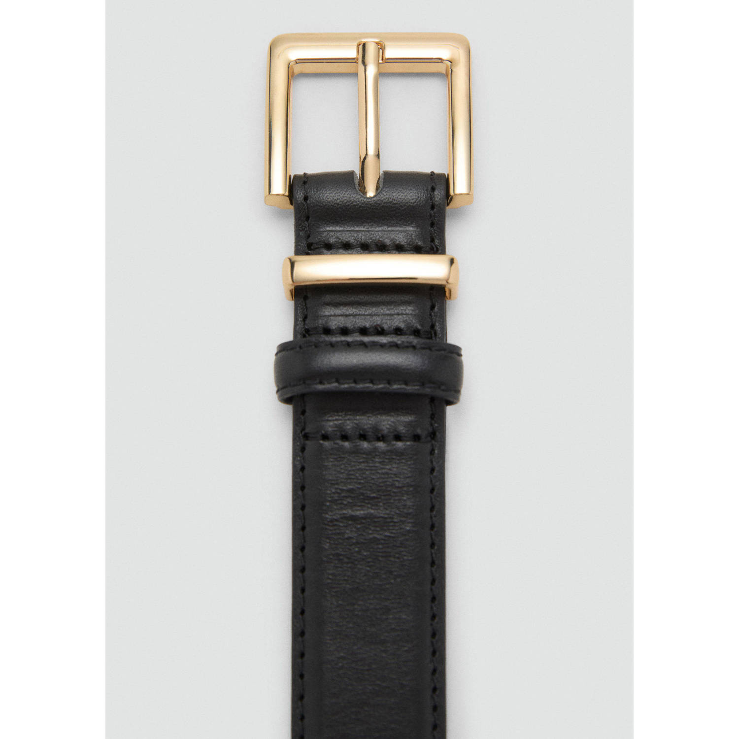 Mango leren riem zwart