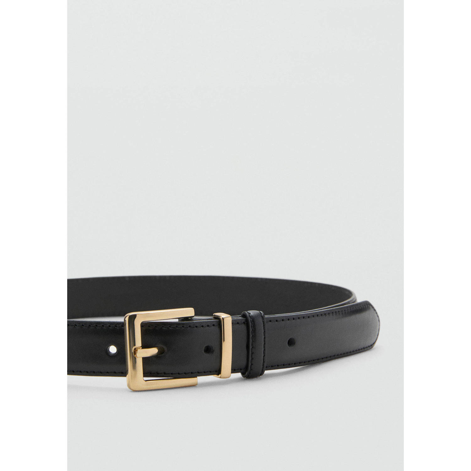 Mango leren riem zwart