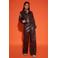 Studio AMAYA imitatieleren wide leg regular waist coated broek bruin