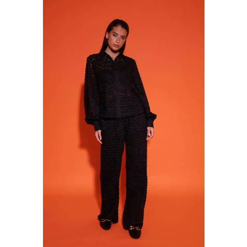 Studio AMAYA wide leg regular waist broek zwart afbeelding