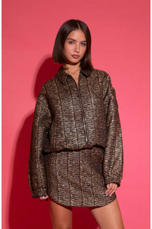 tweed korte rok met lurex goud