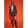 Studio AMAYA geruite oversized blazer met wol bruin met glitter
