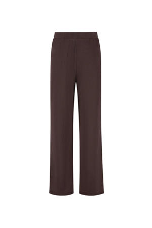 wide leg regular waist broek bruin