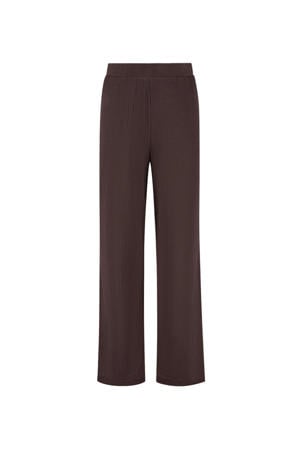 wide leg regular waist broek bruin