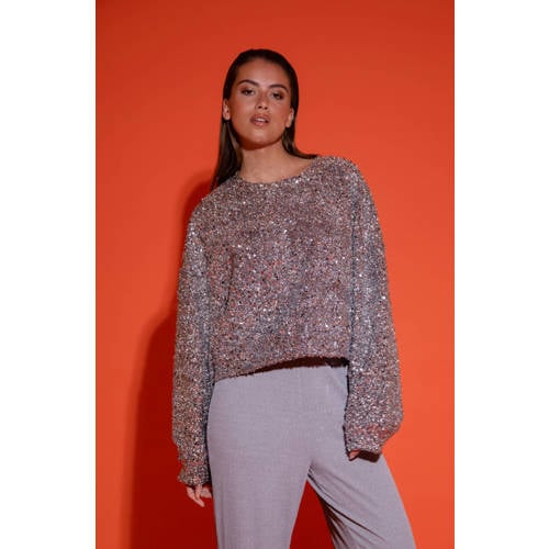 Studio AMAYA top zilver met pailletten afbeelding