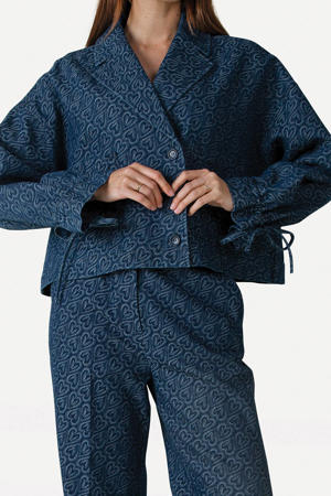 denim cropped blazer medium blue denim