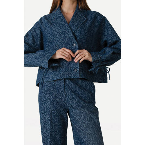 Another-Label denim cropped blazer medium blue denim afbeelding