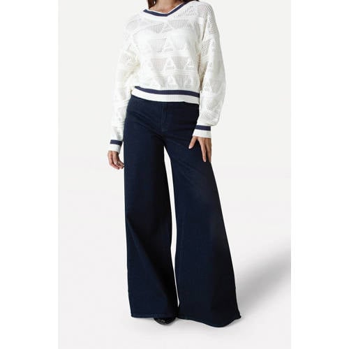 Another-Label high waist wide leg jeans dark blue denim afbeelding