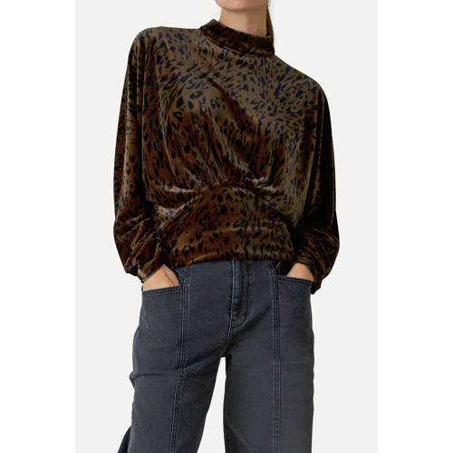 Another-Label top met panterprint donkerbruin afbeelding