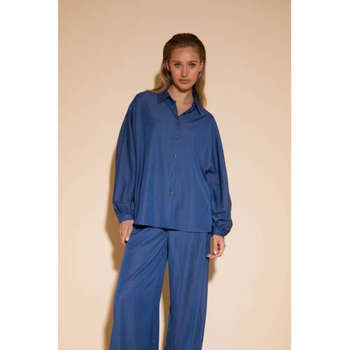 AMAYA Amsterdam straight high waist broek blauw afbeelding