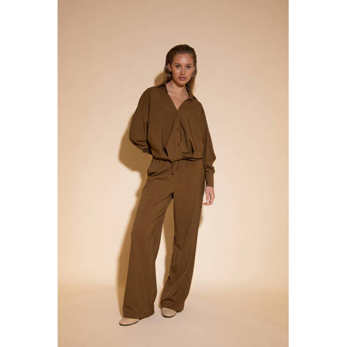 AMAYA Amsterdam straight high waist broek bruin afbeelding