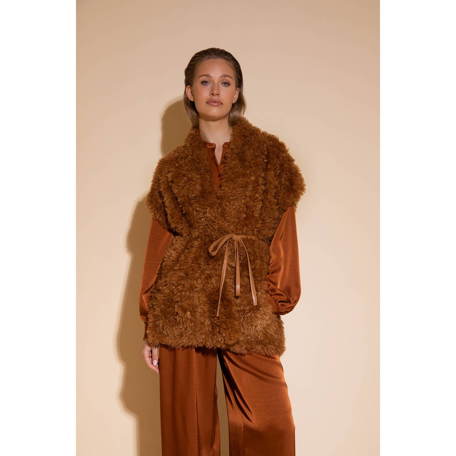 AMAYA Amsterdam teddy gilet bruin
