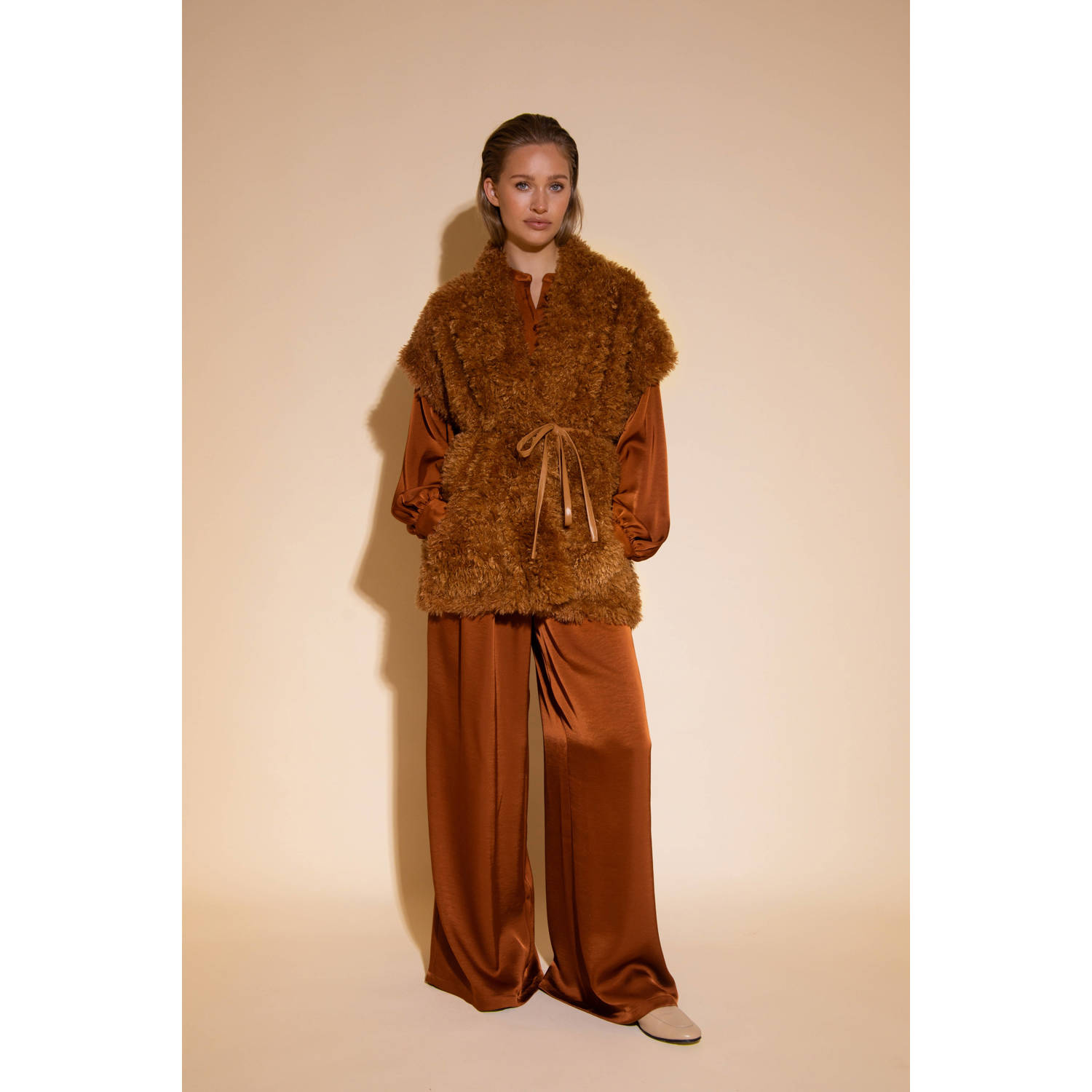 AMAYA Amsterdam teddy gilet bruin