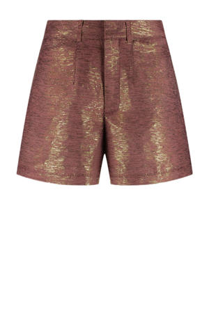 wide leg regular waist casual short brons met lurex