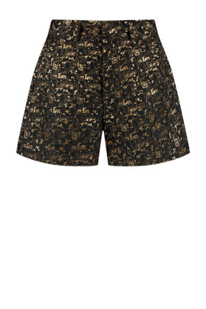 wide leg regular waist casual short zwart met lurex