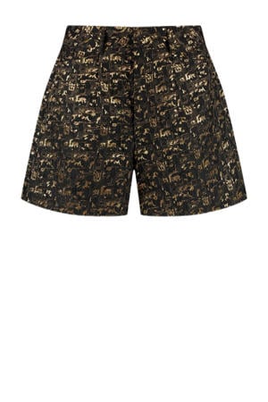 wide leg regular waist casual short zwart met lurex