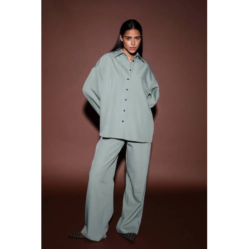 AMAYA Amsterdam wide leg regular waist broek lichtblauw afbeelding