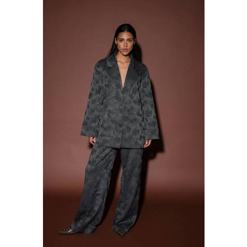 AMAYA Amsterdam wide leg regular waist broek grijs afbeelding