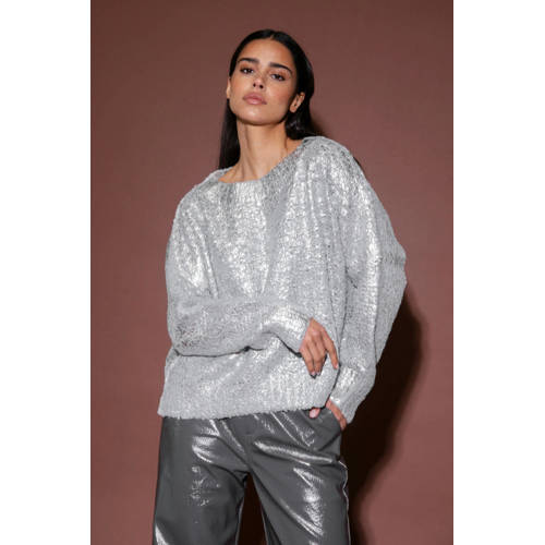 AMAYA Amsterdam gebreide trui zilver met lurex afbeelding