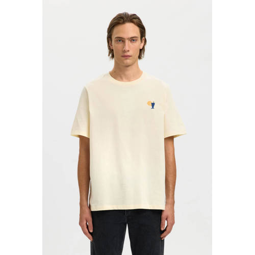 SELECTED HOMME regular T-shirt ecru afbeelding