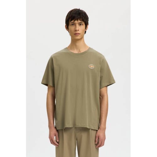 SELECTED HOMME regular T-shirt olijfgroen afbeelding