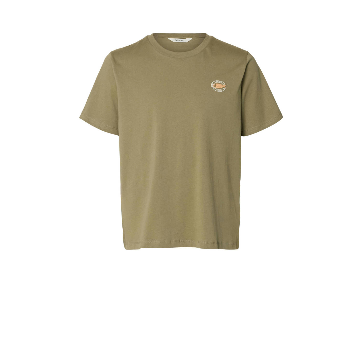 SELECTED HOMME regular T-shirt olijfgroen