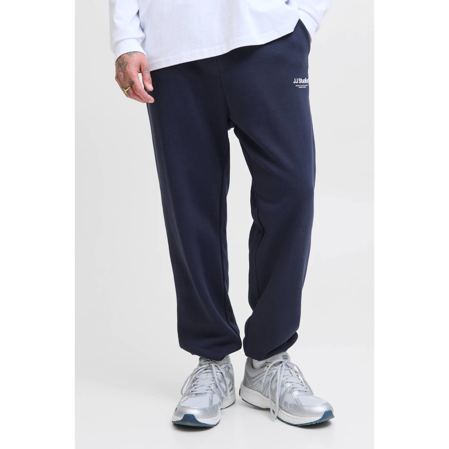 JACK & JONES PANTS STUDIO regular joggingbroek donkerblauw