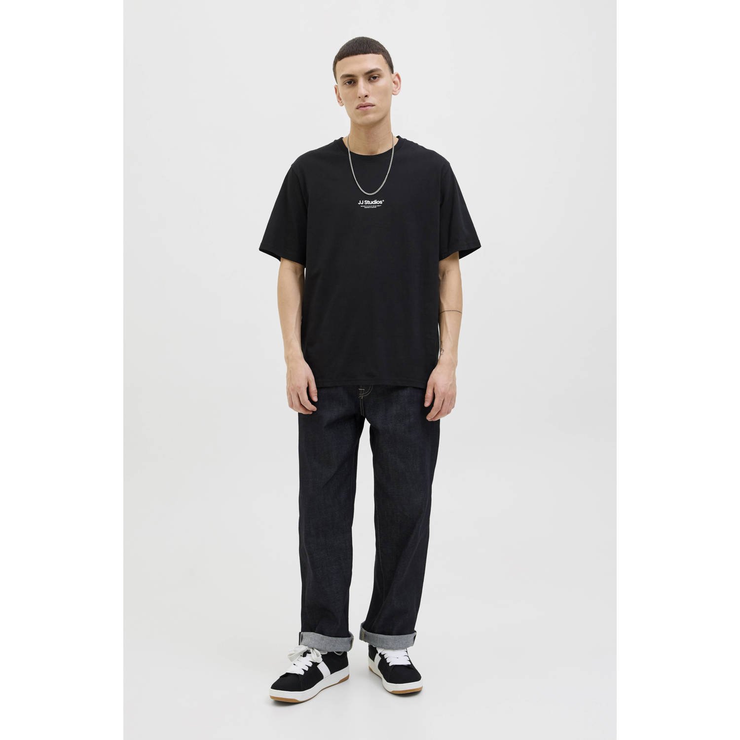 JACK & JONES ESSENTIALS relaxed T-shirt zwart