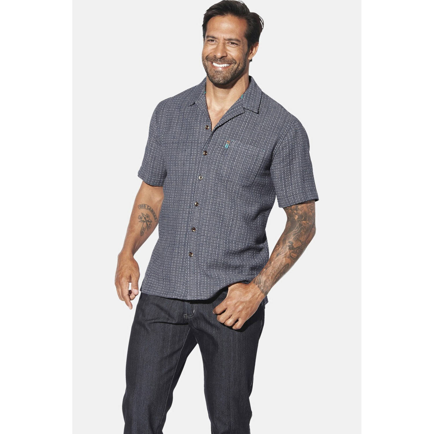 Jan Vanderstorm casual overhemd LEIFBOR Plus Size blauw