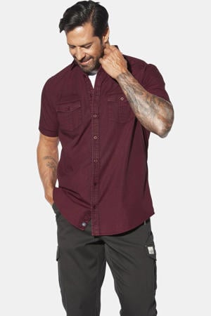 +FIT Collectie casual overhemd KRUVIN Plus Size donkerrood