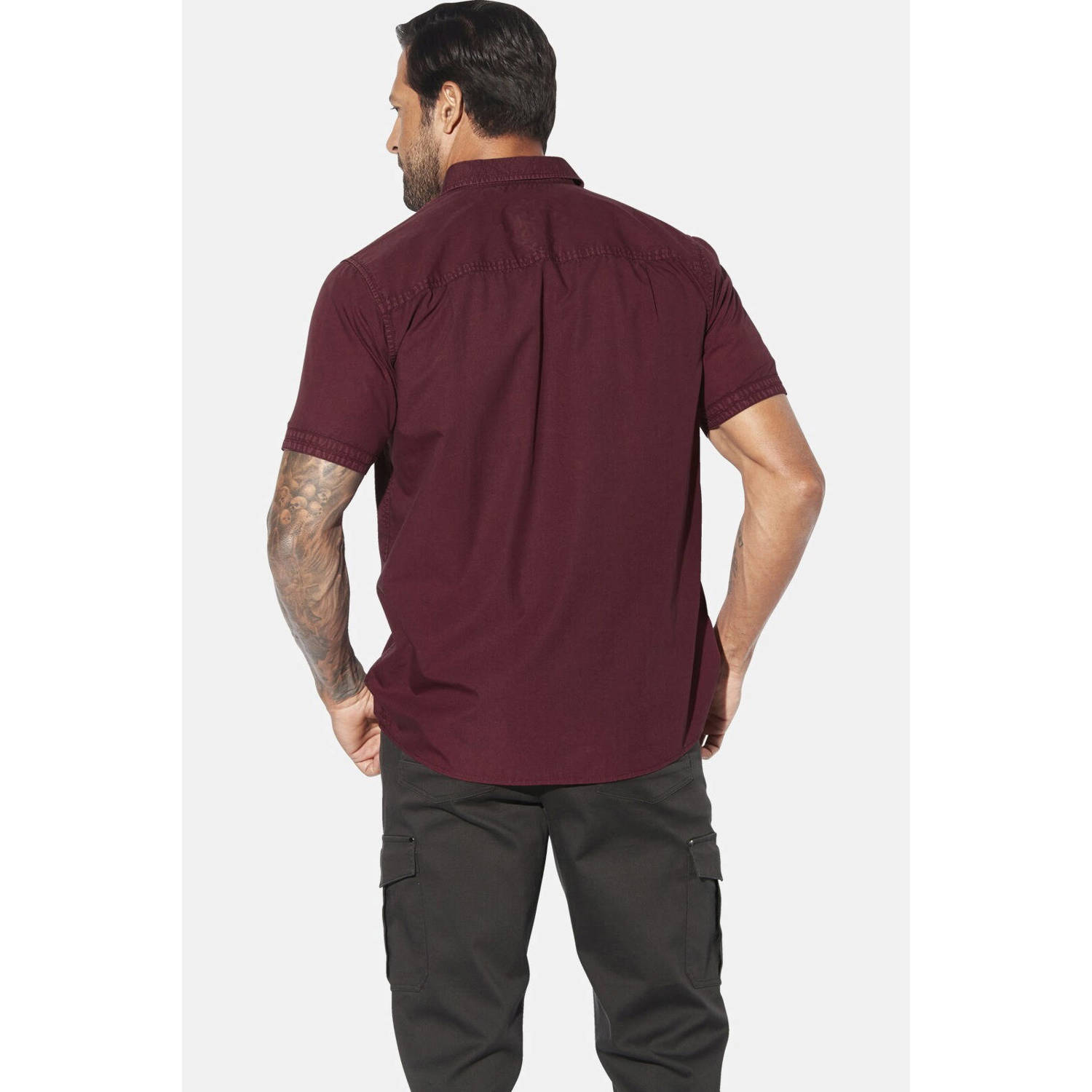 Jan Vanderstorm +FIT Collectie casual overhemd KRUVIN Plus Size donkerrood