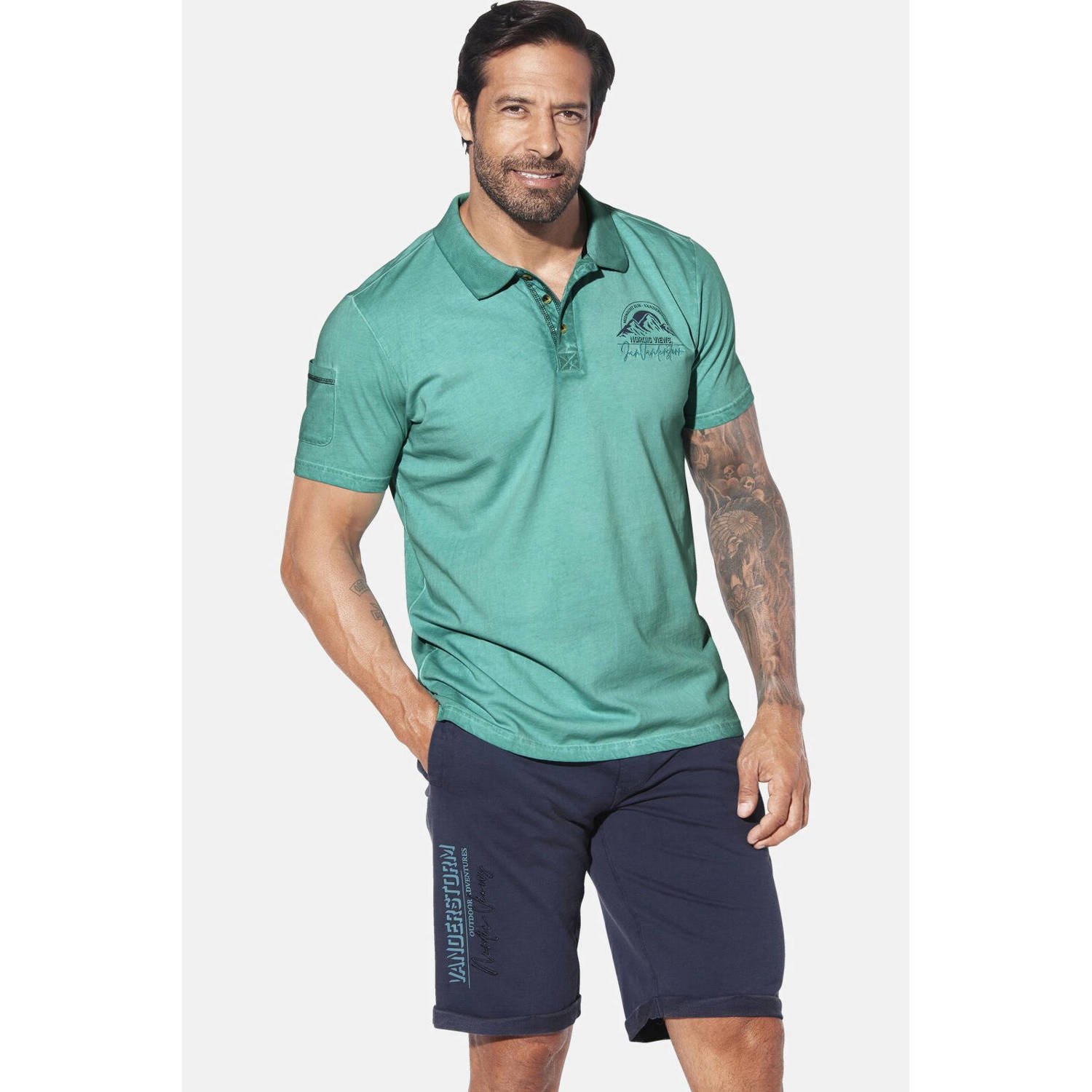 Jan Vanderstorm +FIT Collectie loose polo HOLTAR Plus Size turquoise