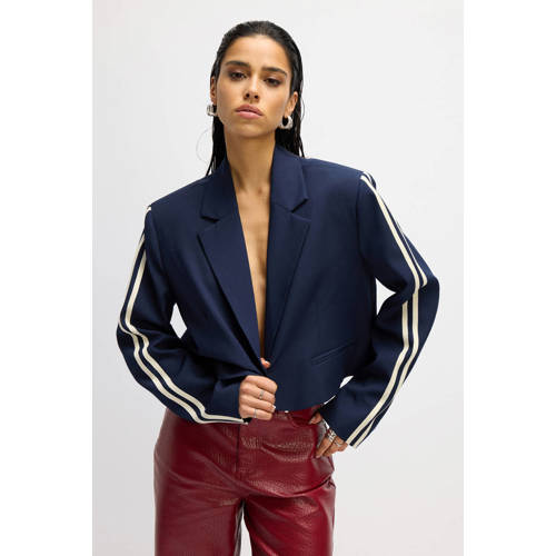 Refined Department cropped blazer donkerblauw afbeelding
