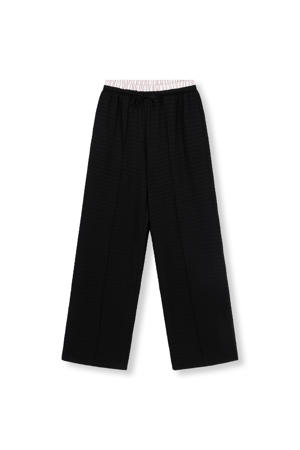wide leg regular waist pantalon zwart