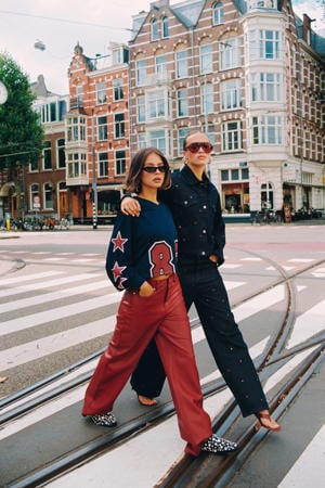 imitatieleren wide leg regular waist casual broek donkerrood