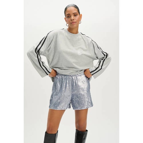 Refined Department regular waist casual short zilver met pailletten afbeelding