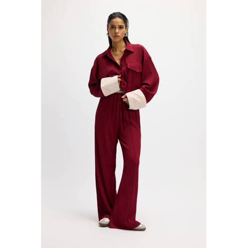 Refined Department wide leg regular waist pantalon donkerrood afbeelding