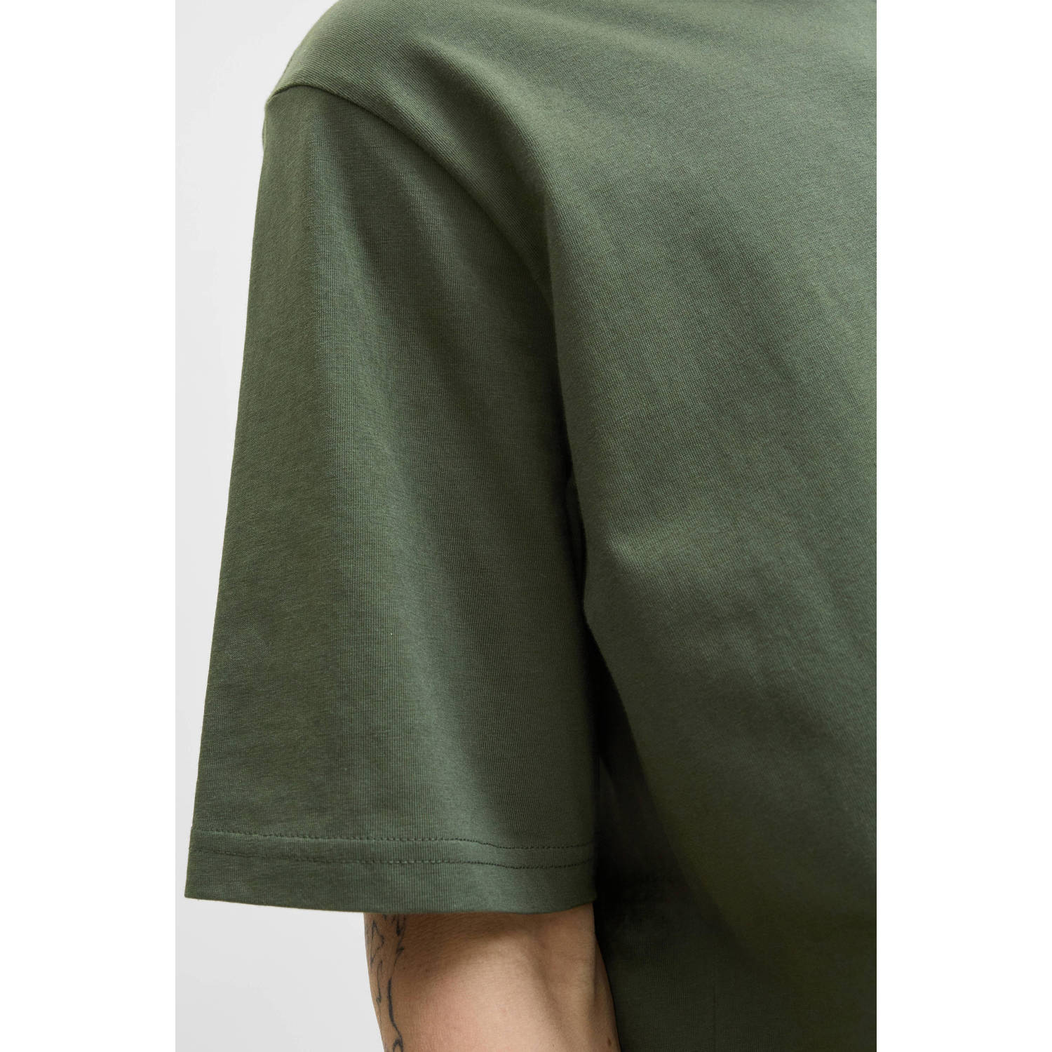 JACK & JONES ESSENTIALS relaxed T-shirt donkergroen