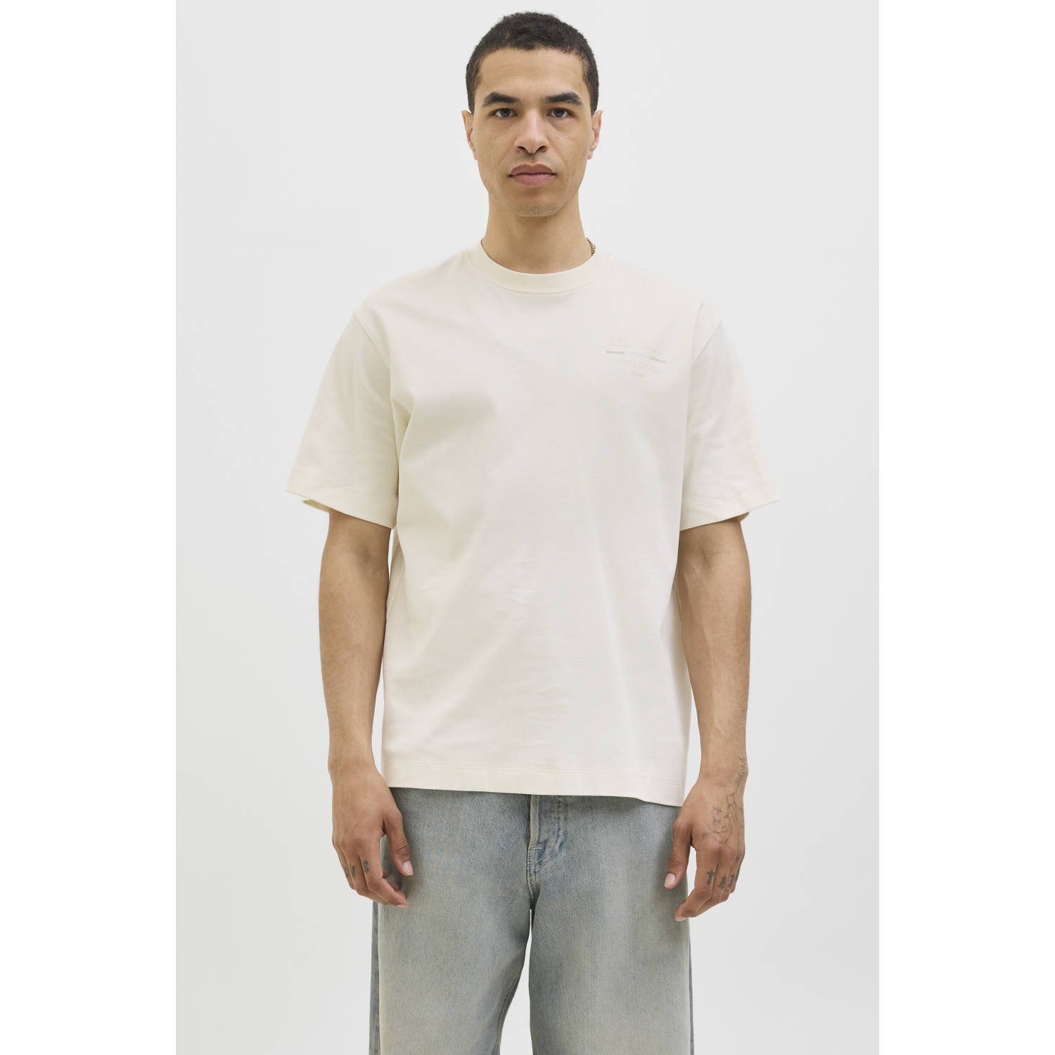 JACK & JONES ESSENTIALS loose T-shirt ecru