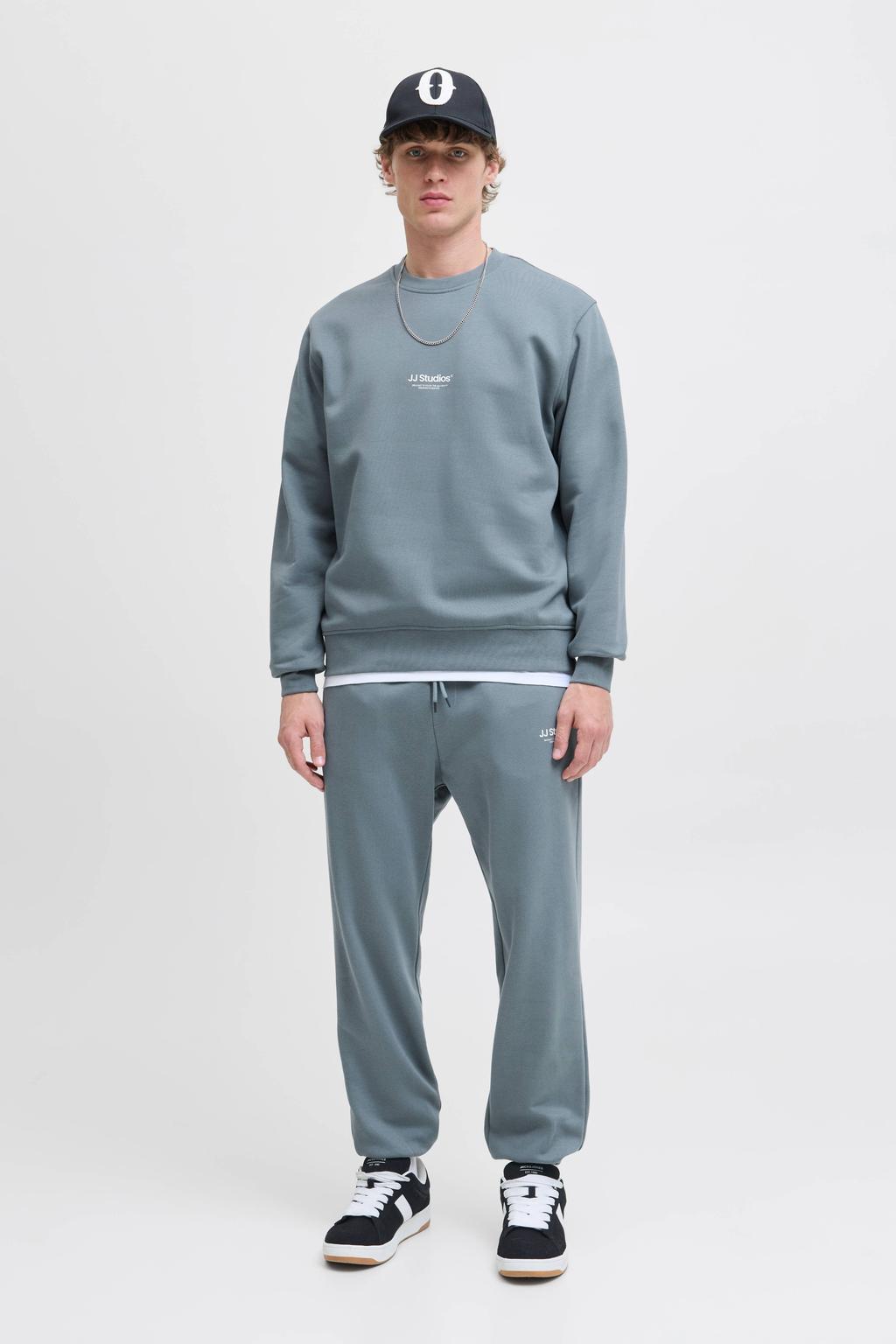 JACK & JONES PANTS STUDIO regular joggingbroek grijsblauw